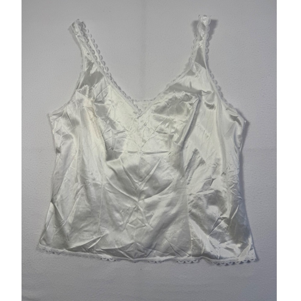 Vintage Warners Perfect Measure Camisole Women 42 White Lace Trim Antron Nylon